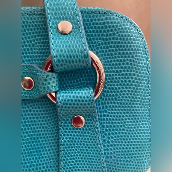 Vintage Isabella Fiore Rectangle Handbag Turquoise Green Silver Clasp Closure - Picture 12 of 12